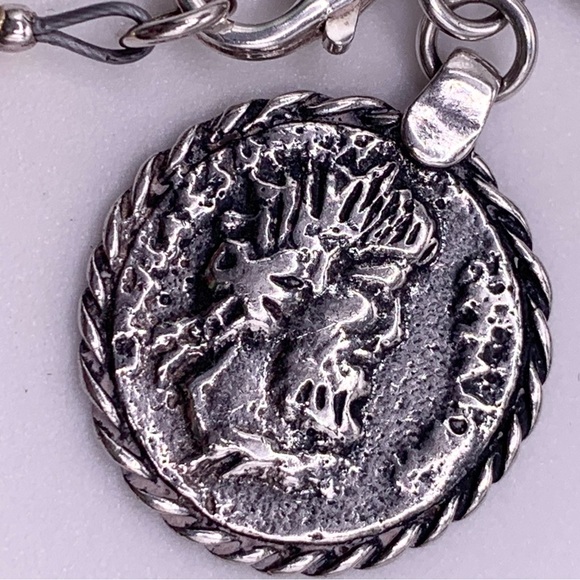 Silpada VERY RARE HTF Sterling & 14K Gold Filled Bead Roman Coin Charm Bracelet - Picture 11 of 15